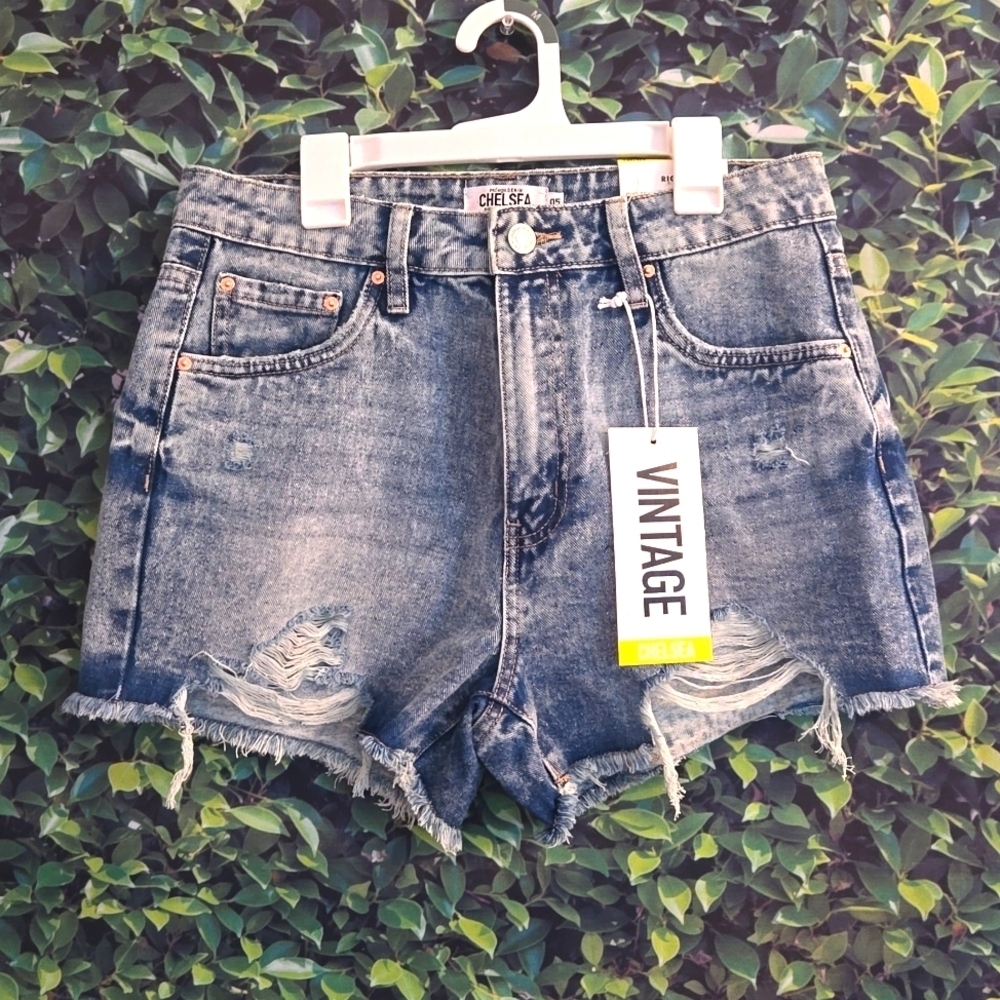 Refuge High Rise Destructed Denim Shorts